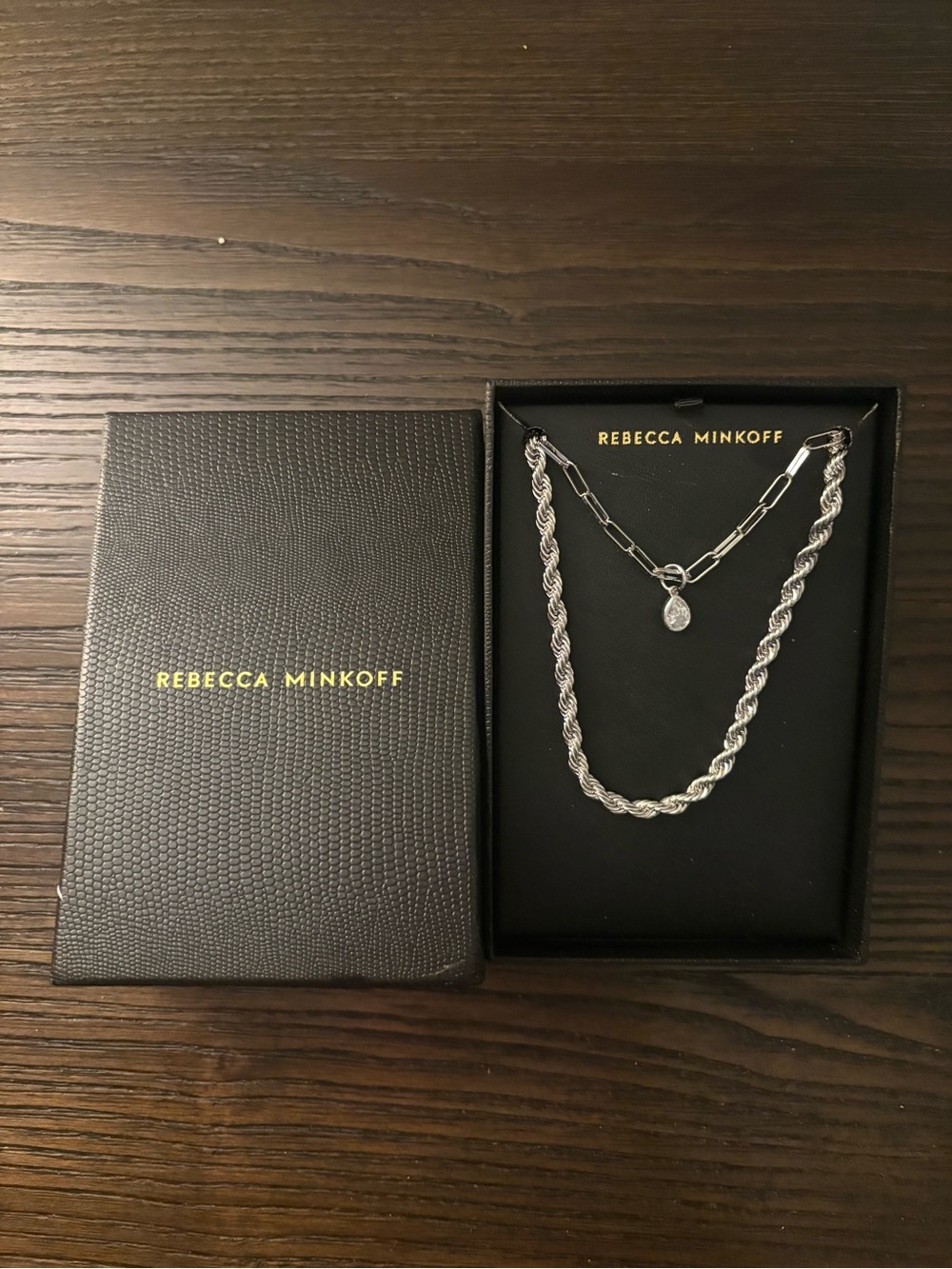 NEW Rebecca Minkoff silver necklace set